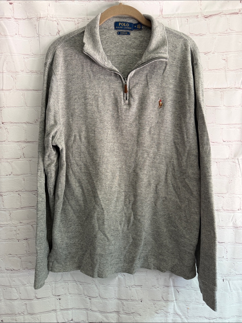 Polo by Ralph Lauren Men's Heather Gray quarter-Zip Sweater Size Medium
